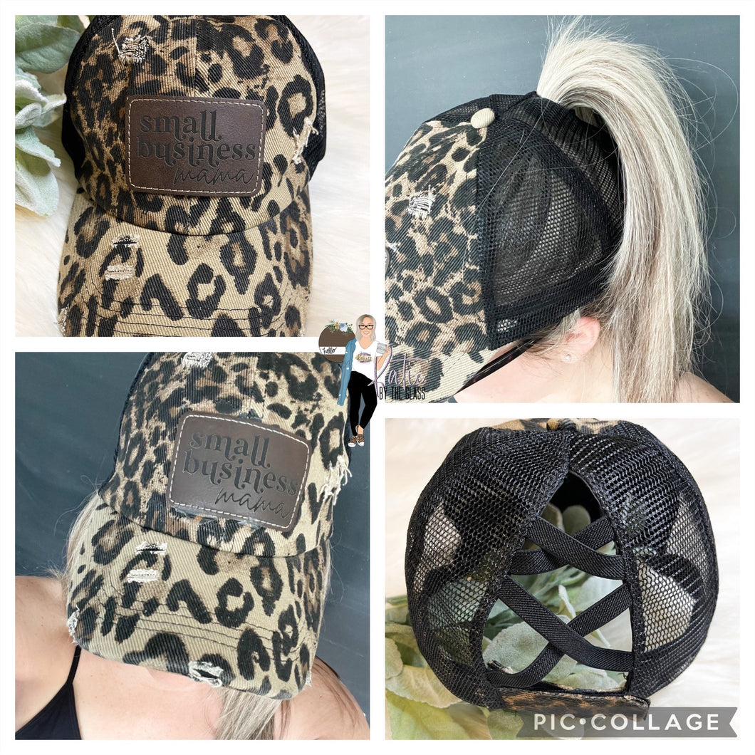 Personalized Leopard Criss Cross High Pony Hat