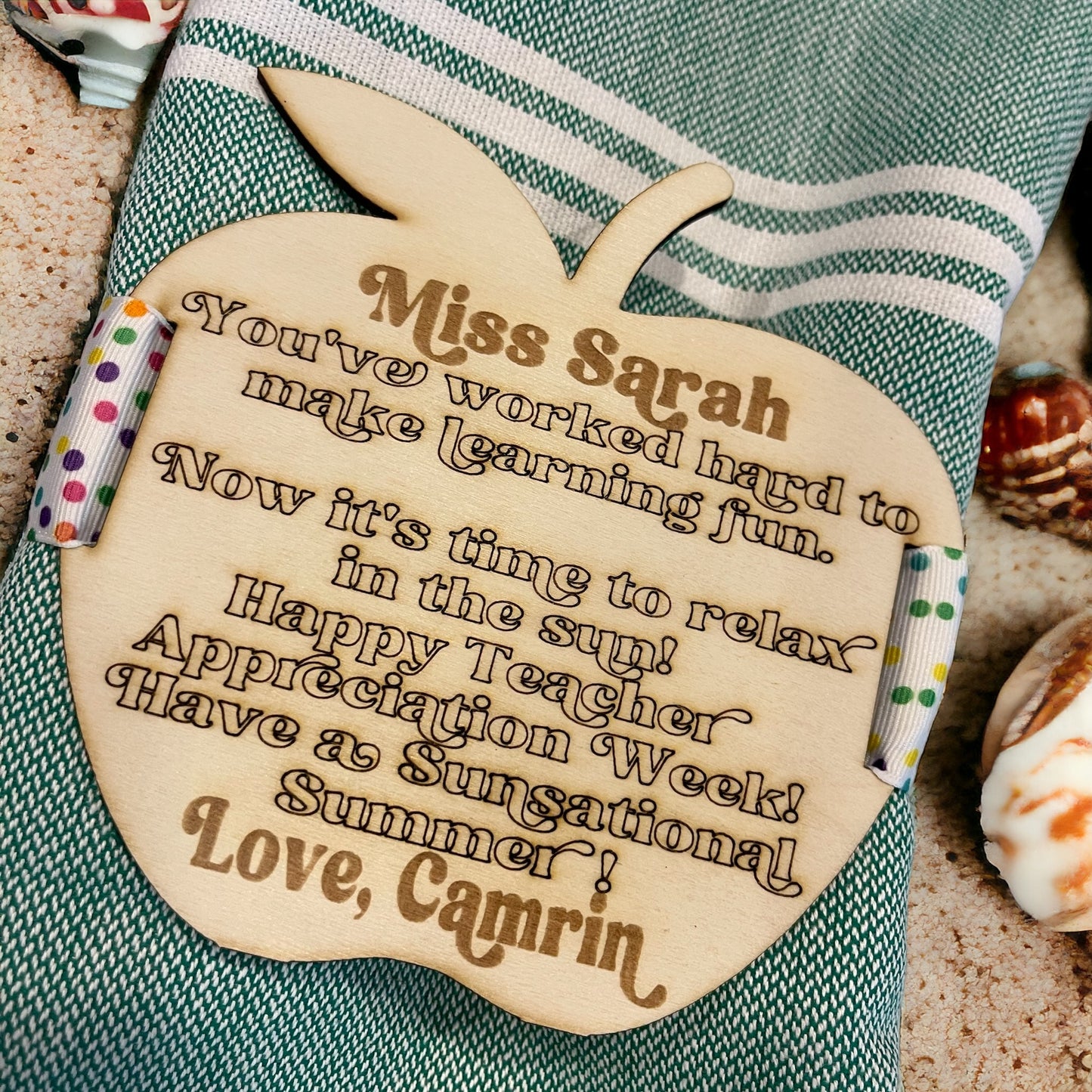 Personalized Oversized Beach Towel w/ Laser Engraved Tag