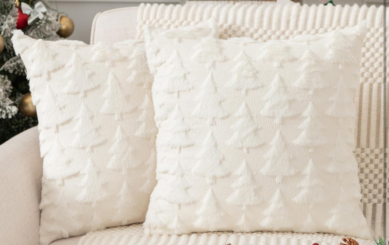Christmas Tree Faux Fur Pillow Cover