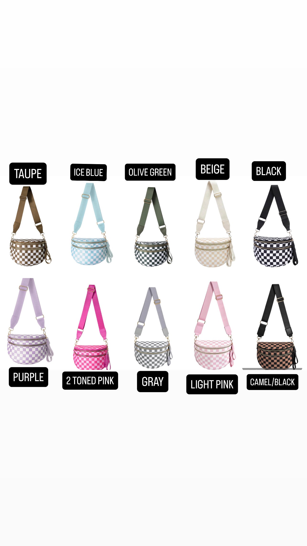 Cross Body Bum Bag Checkered w/ Laser Engraved Patch
