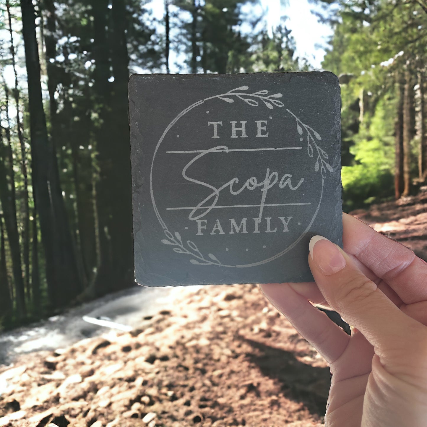 Laser Engraved Set of 4 Slate Coasters