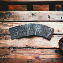 Load image into Gallery viewer, Laser Engraved Set of 4 Slate Coasters
