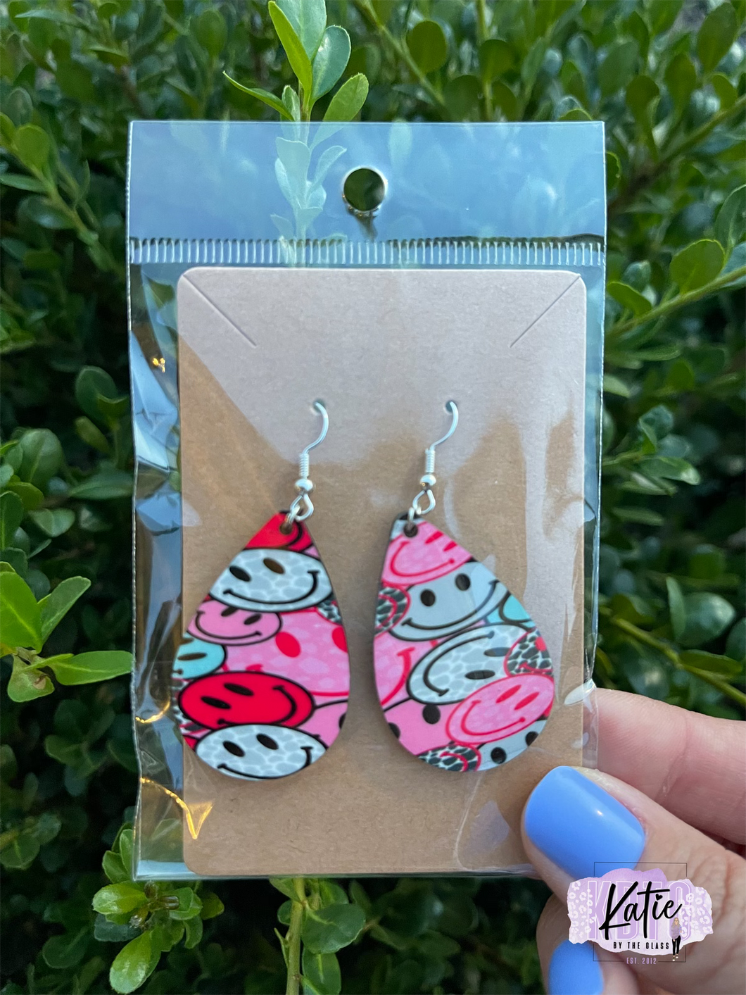 Leopard Smiley Tear Drop Earrings