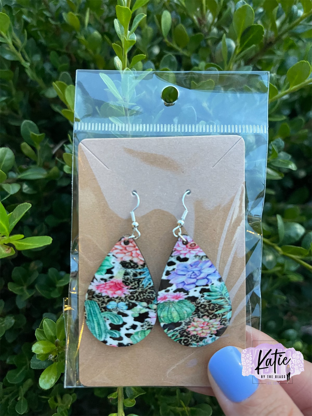 Succulent Moo Tear Drop Earrings
