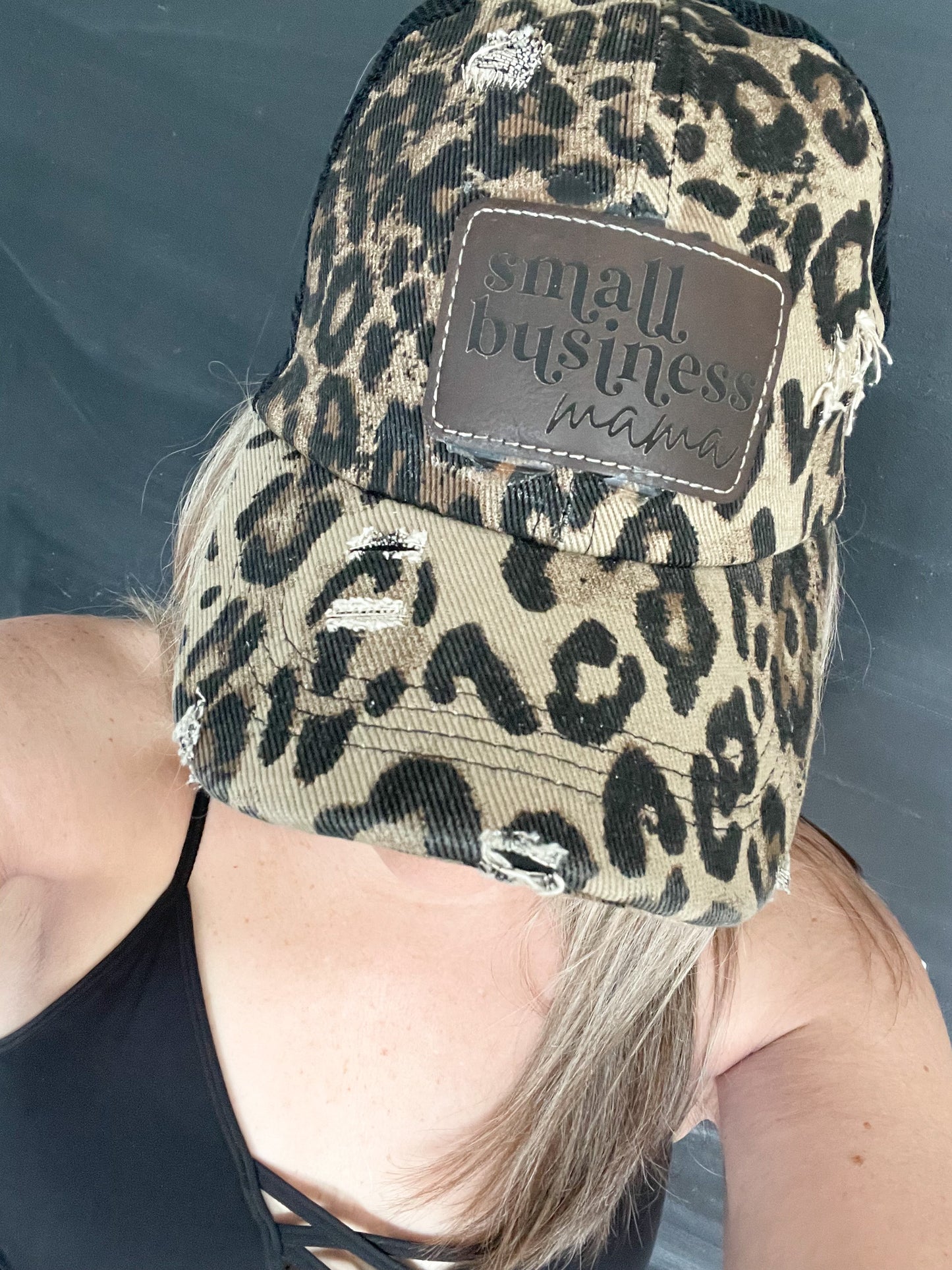 Personalized Leopard Criss Cross High Pony Hat
