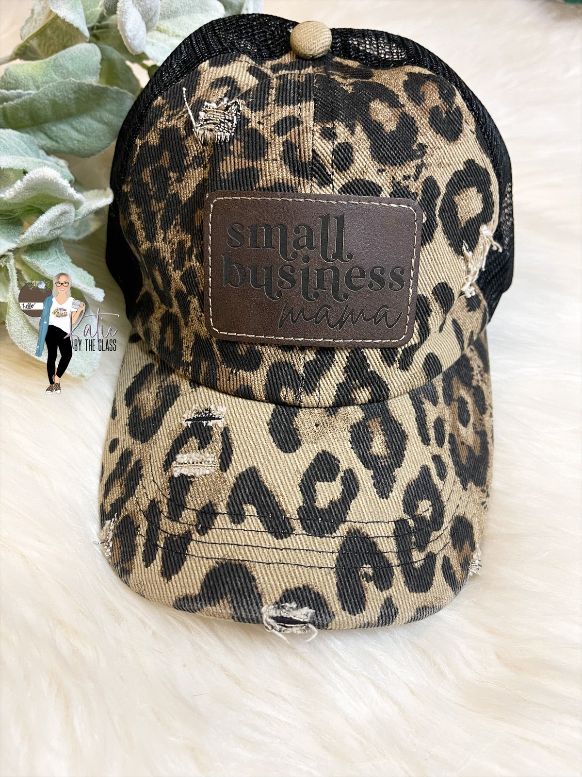 Personalized Leopard Criss Cross High Pony Hat
